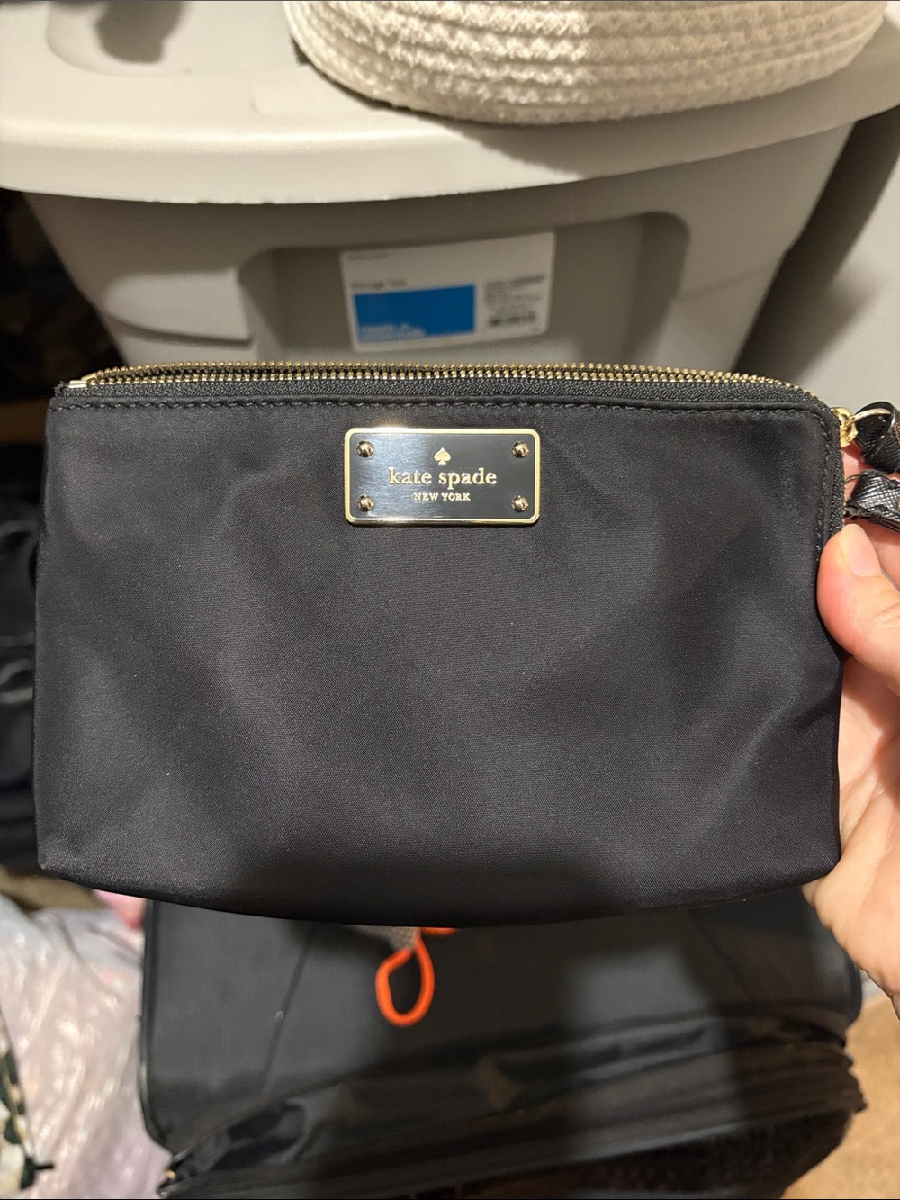 kate spade Black Nylon Zip with Gold Plaque